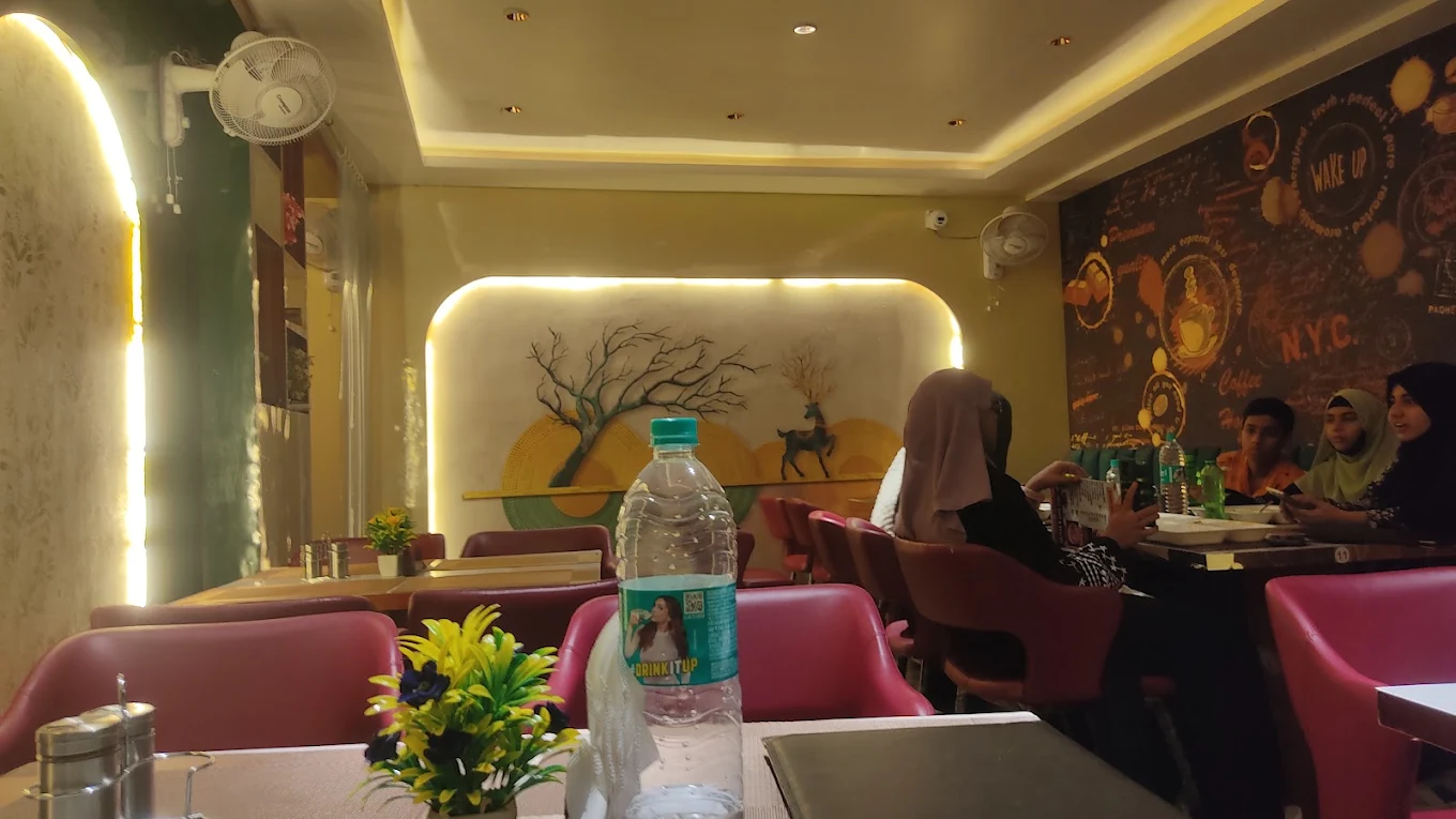 Spacious dining hall with ambient lighting